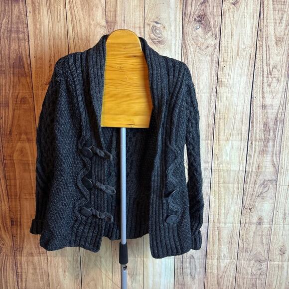 Inis Craft 100% Merino Wool Made in Ireland Cardigan Dark Gray Size M - Picture 1 of 6
